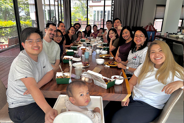 Friends gathered around a table